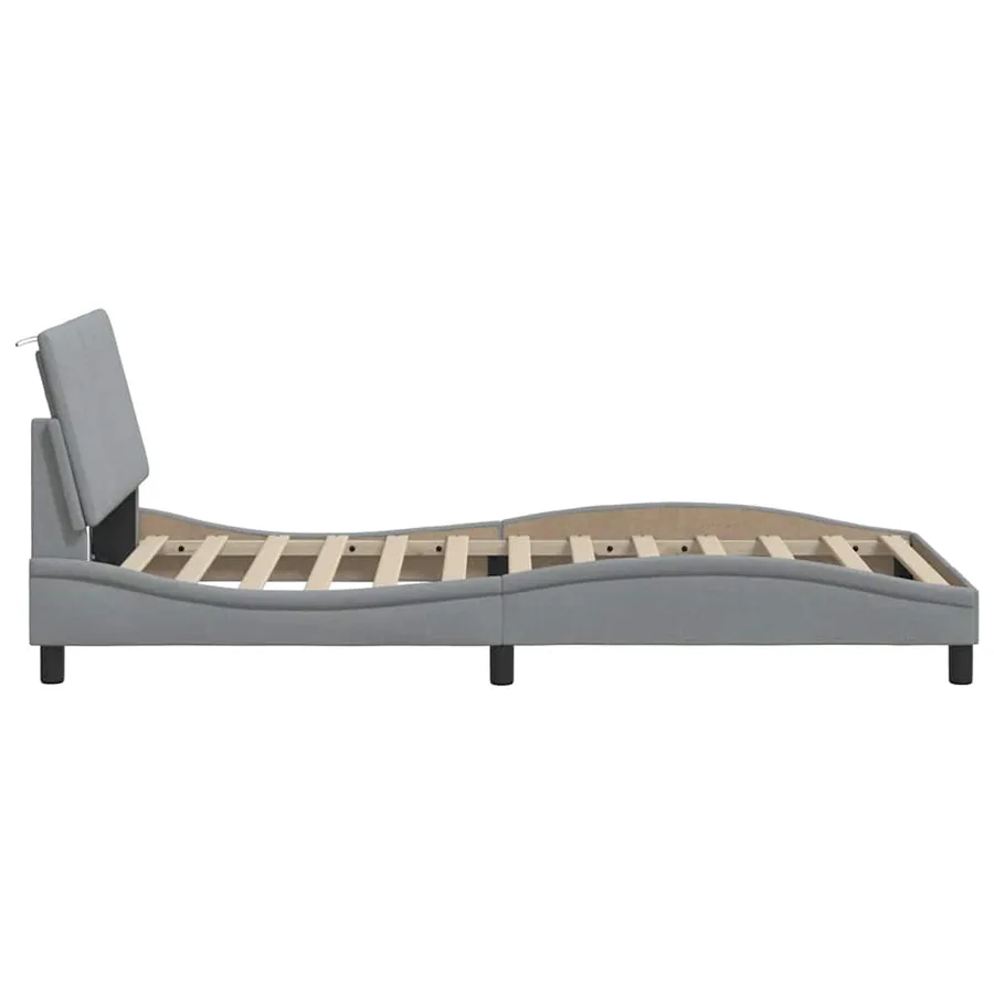 Cadre de lit sans matelas Hanko gris clair 100x200 cm tissu - 7