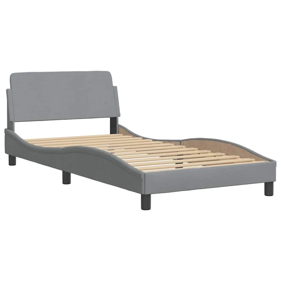 Cadre de lit sans matelas Hanko gris clair 100x200 cm tissu - 9