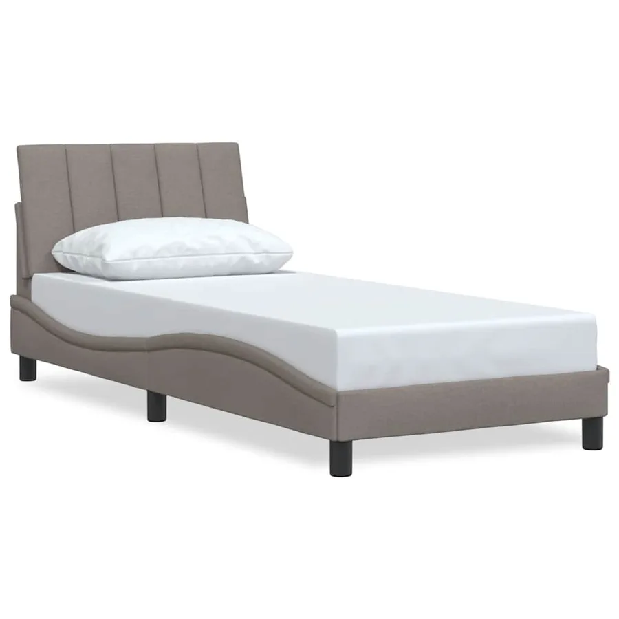 Cadre de lit sans matelas Hanko taupe 90x200 cm tissu - 2