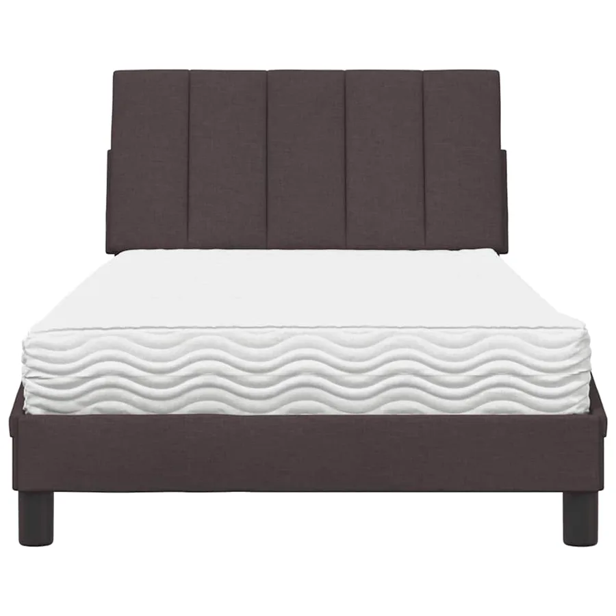 Lit avec matelas Hanko marron foncé 100x200 cm tissu - 5