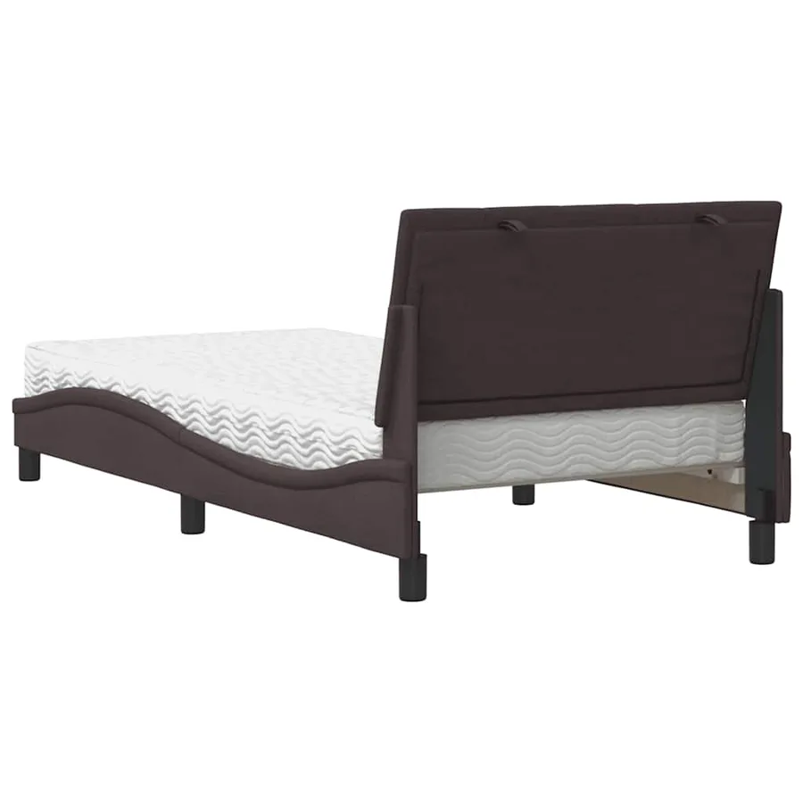 Lit avec matelas Hanko marron foncé 100x200 cm tissu - 7