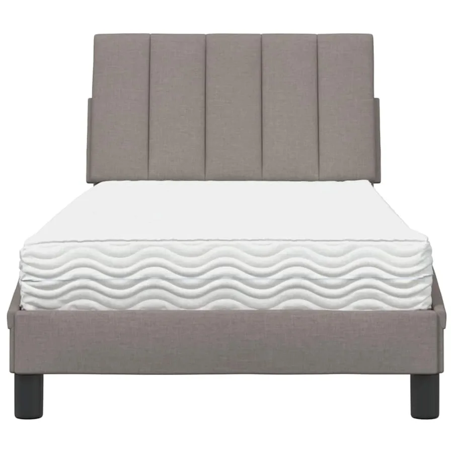Lit avec matelas Hanko taupe 90x200 cm tissu - 5