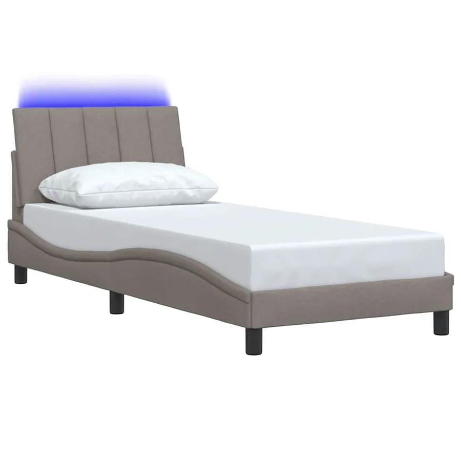 Cadre de lit sans matelas Hanko taupe 90x200 cm tissu - 5