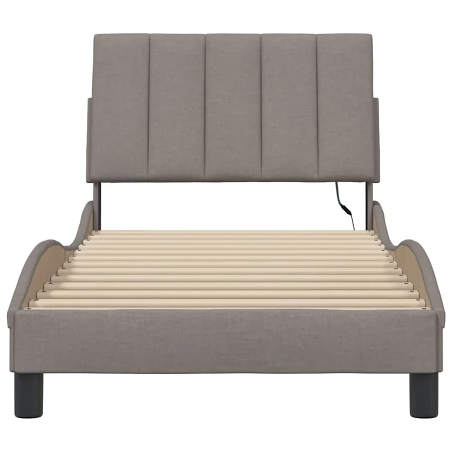 Cadre de lit sans matelas Hanko taupe 90x200 cm tissu - 6