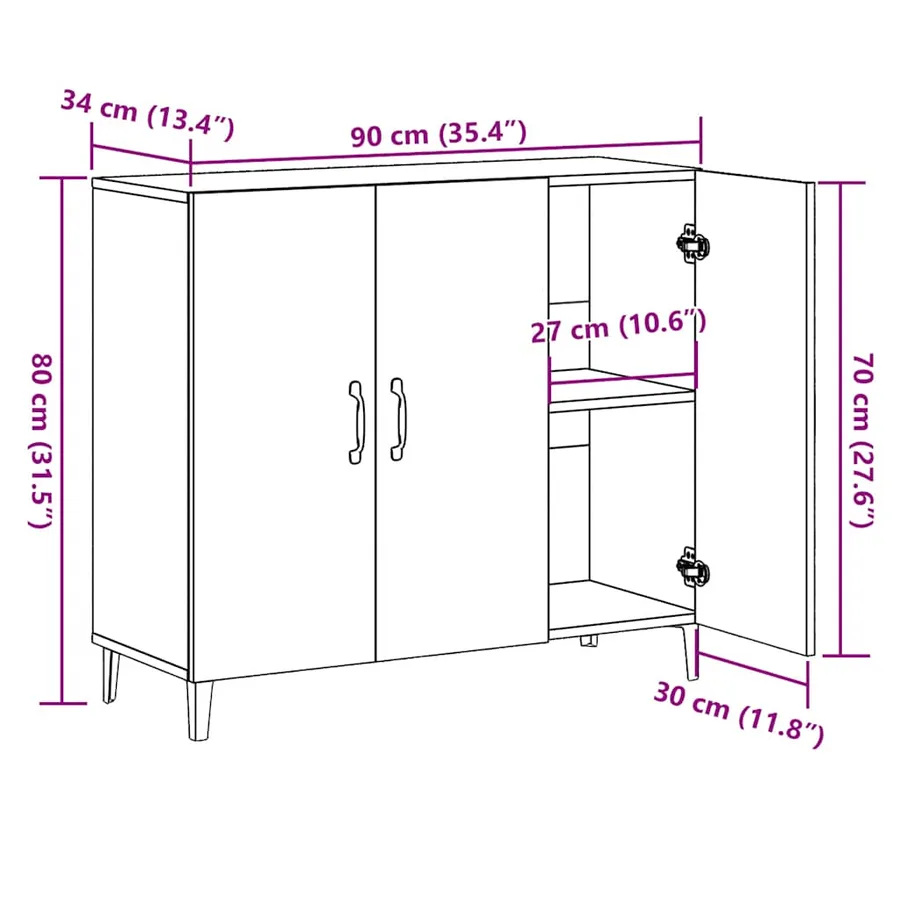 Buffet vieux bois 90x34x80 cm bois d'ingénierie - 11