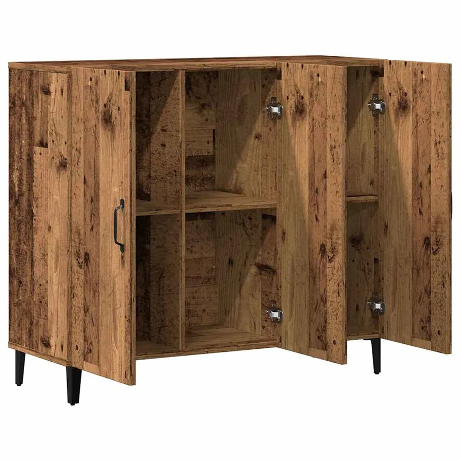 Buffet vieux bois 90x34x80 cm bois d'ingénierie - 8