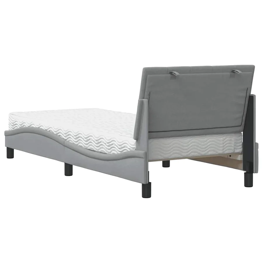 Lit avec matelas Hanko gris clair 90x190 cm tissu - 7