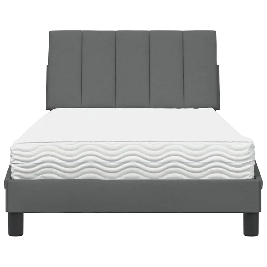 Lit avec matelas Hanko gris foncé 100x200 cm tissu - 5