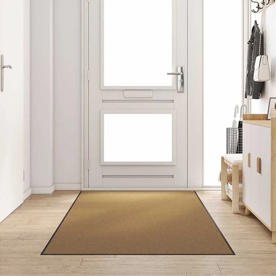 Tapis d'entrée Crème et noir 120 x 300 cm Polyamide et PVC