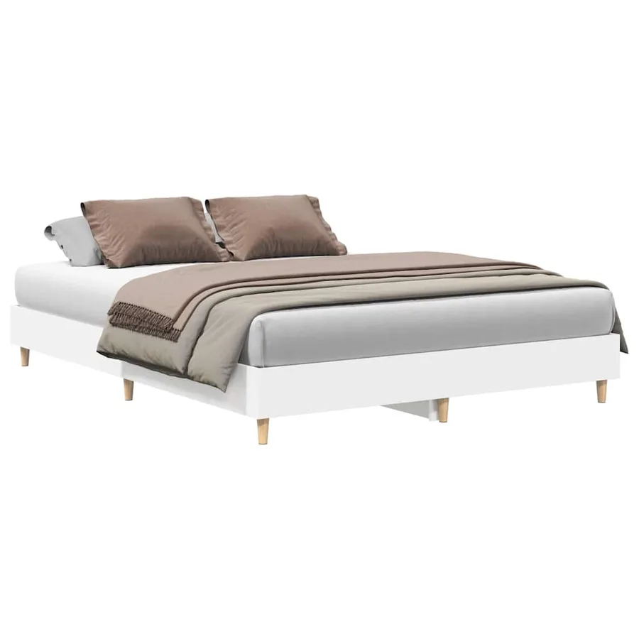 Cadre de lit sans matelas blanc 140x200 cm bois d'ingénierie - 2