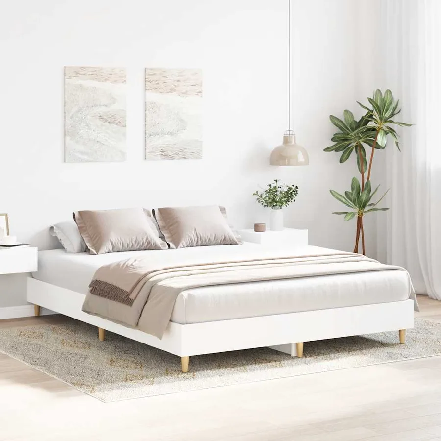 Cadre de lit sans matelas blanc 140x200 cm bois d'ingénierie - 3