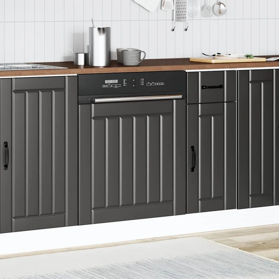 Panneau de lave-vaisselle Lucca noir bois d'ingénierie - 3