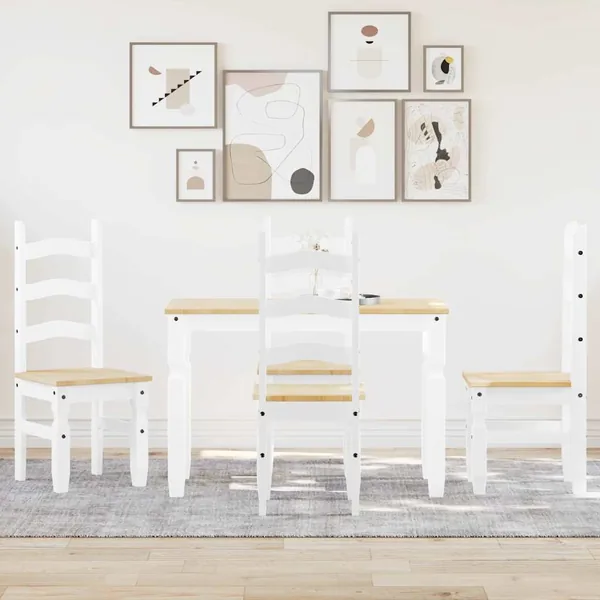 Ensemble à manger PANAMA 5 pcs blanc bois de pin massif