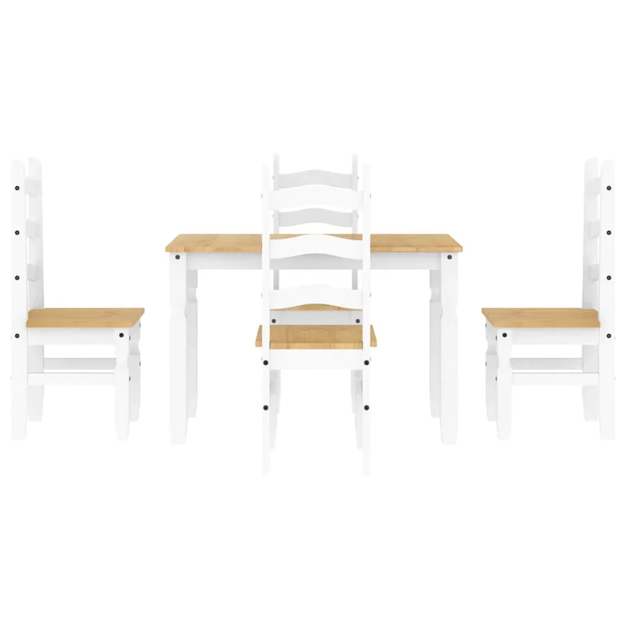 Ensemble à manger PANAMA 5 pcs blanc bois de pin massif - 7