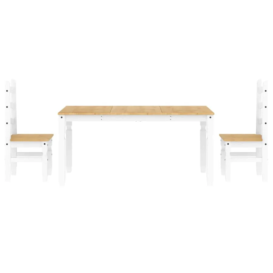 Ensemble à manger PANAMA 3 pcs blanc bois de pin massif - 7