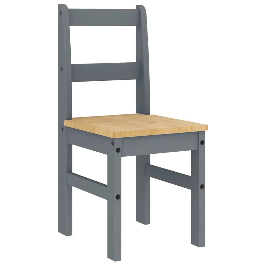 Ensemble à manger PANAMA 7 pcs gris bois de pin massif - 5