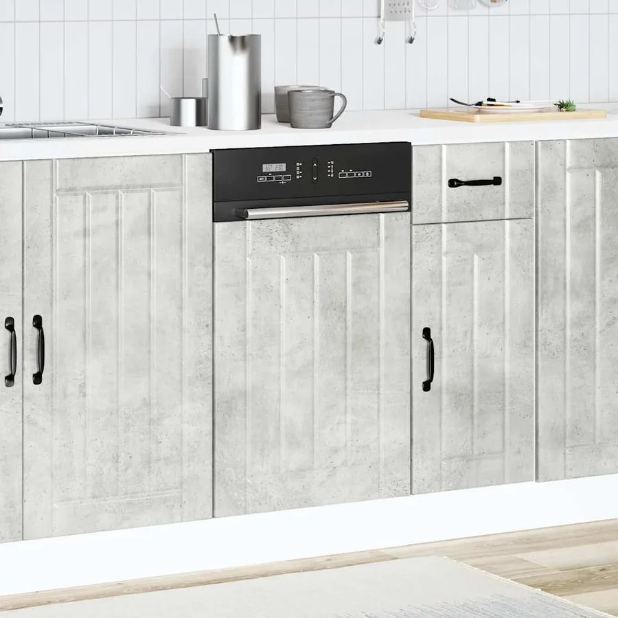 Panneau de lave-vaisselle Lucca gris béton bois d'ingénierie - 3