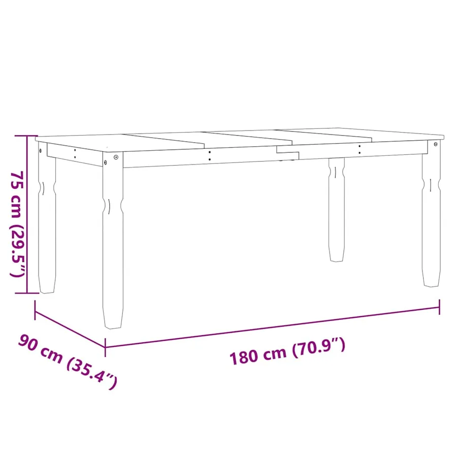 Ensemble à manger PANAMA 7 pcs blanc bois de pin massif - 12