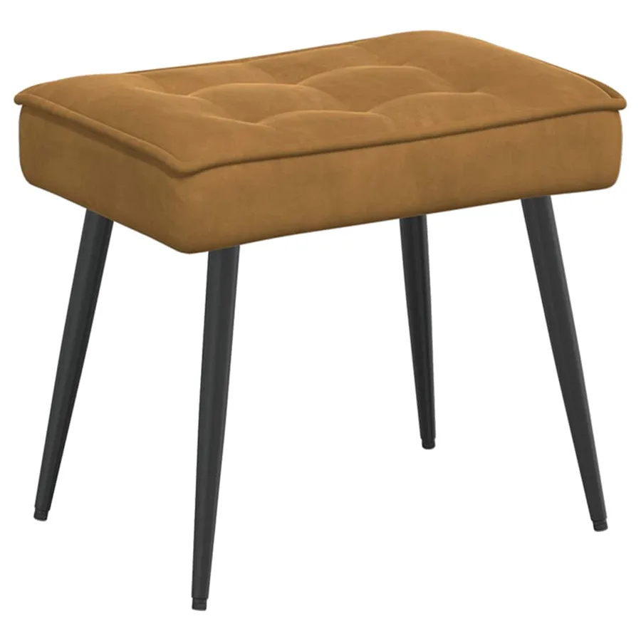 Chaise de relaxation avec tabouret Marron Velours - 5