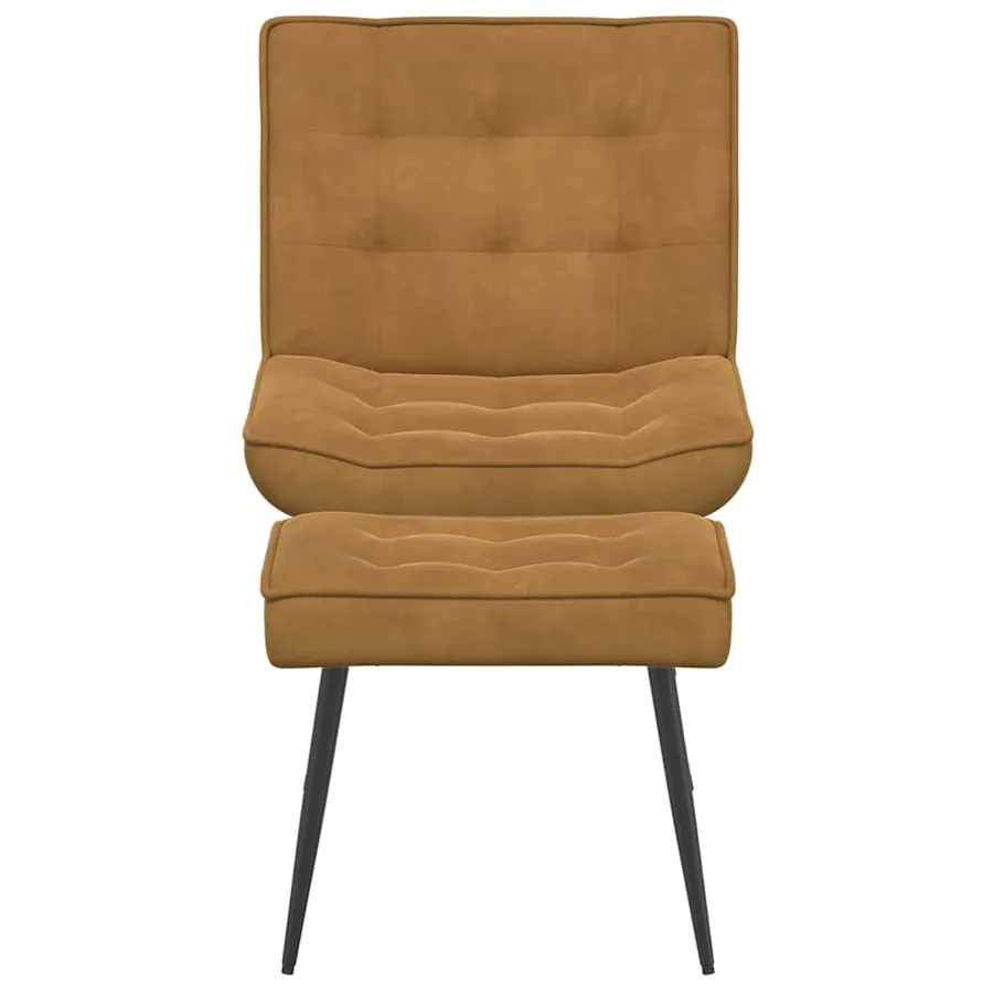 Chaise de relaxation avec tabouret Marron Velours - 6