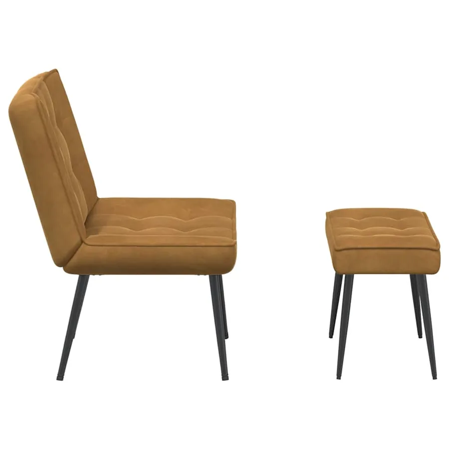 Chaise de relaxation avec tabouret Marron Velours - 7