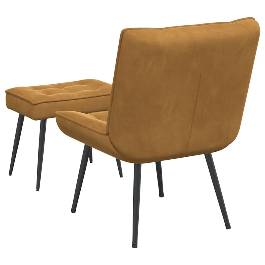 Chaise de relaxation avec tabouret Marron Velours - 8
