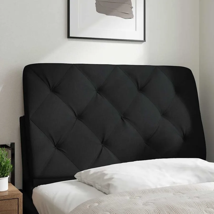 Coussin de tête de lit noir 90 cm tissu - 2