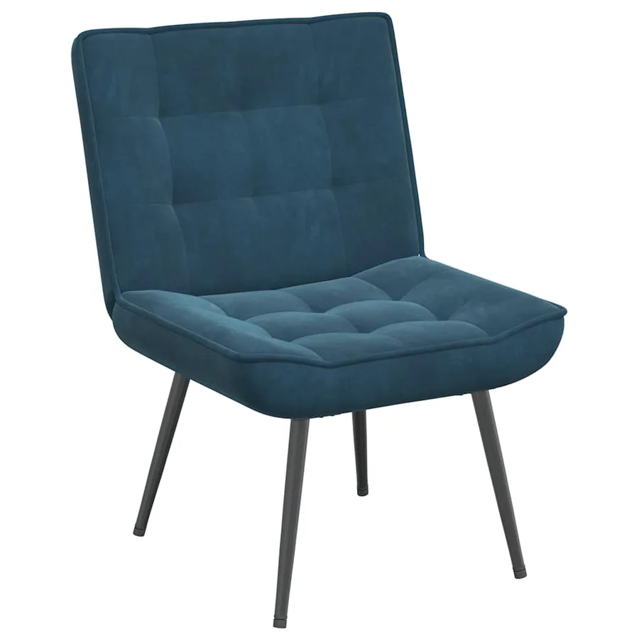 Chaise de relaxation avec tabouret Bleu Velours - 4