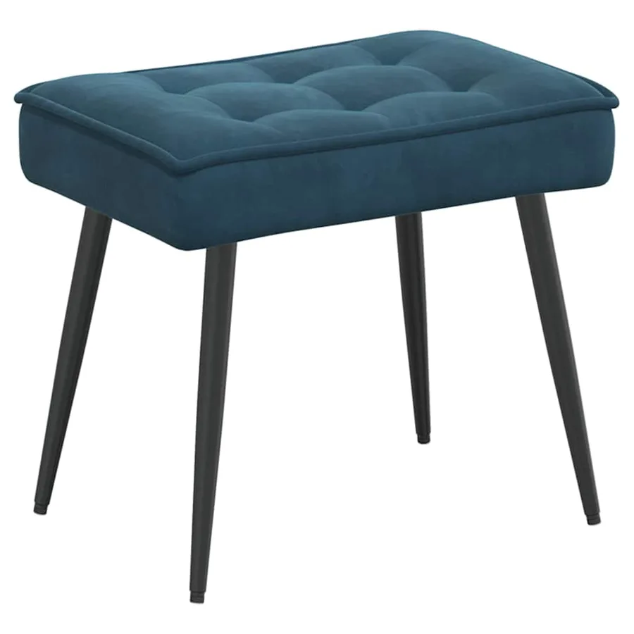 Chaise de relaxation avec tabouret Bleu Velours - 5