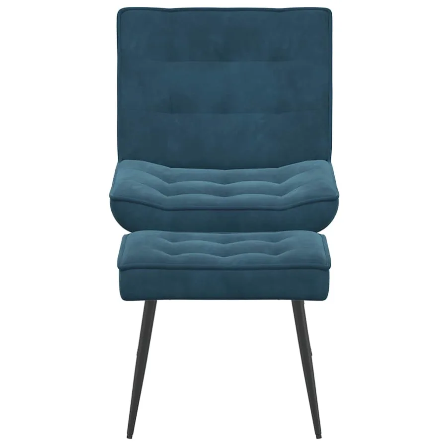 Chaise de relaxation avec tabouret Bleu Velours - 6