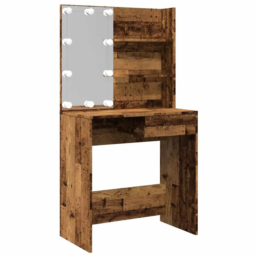 Coiffeuse avec LED vieux bois 74,5x40x141 cm - 8