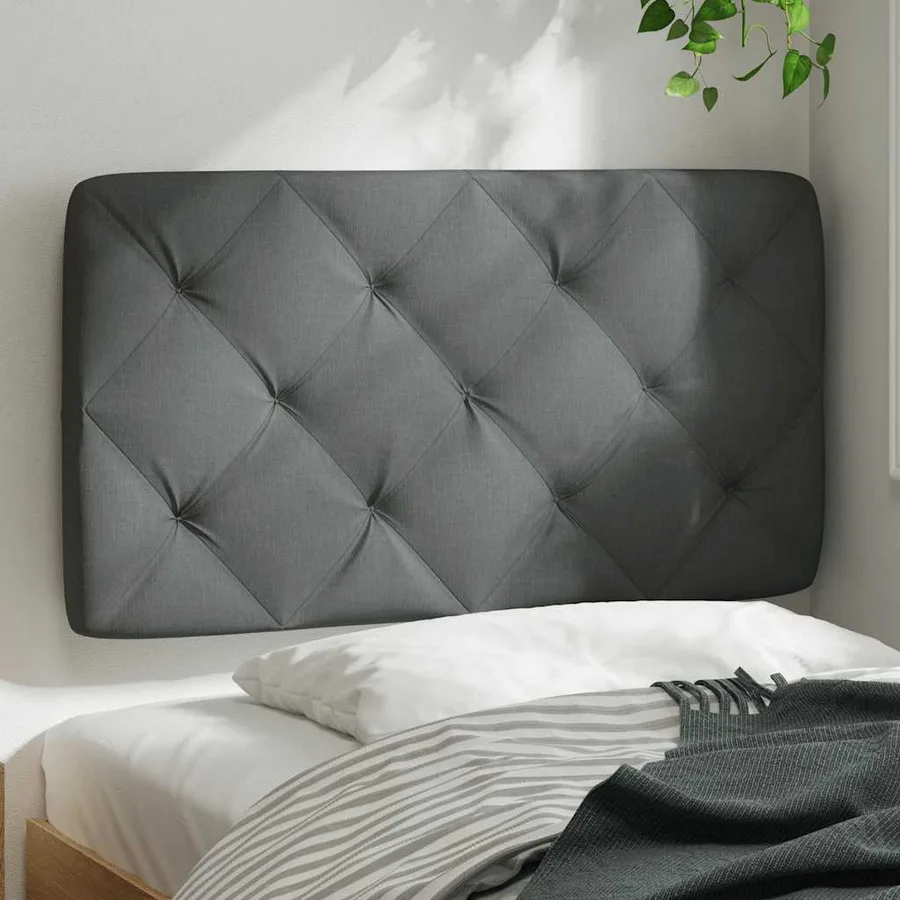 Coussin de tête de lit gris foncé 80 cm tissu - 3
