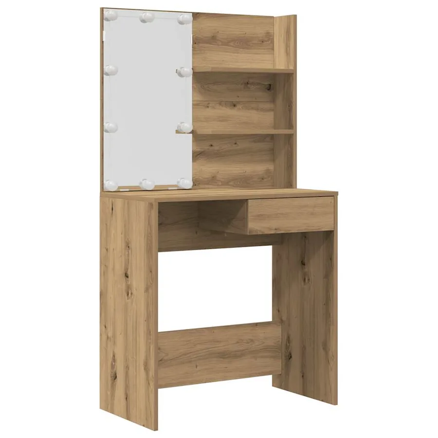 Ensemble de coiffeuse avec LED chêne artisanal bois ingénierie - 5