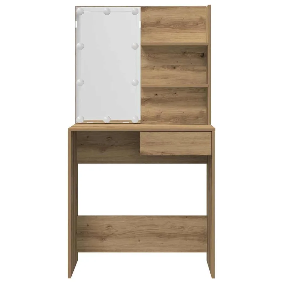 Ensemble de coiffeuse avec LED chêne artisanal bois ingénierie - 6