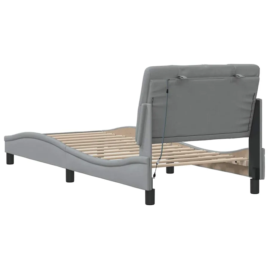 Cadre de lit avec LED sans matelas gris clair 90x200 cm tissu - 10