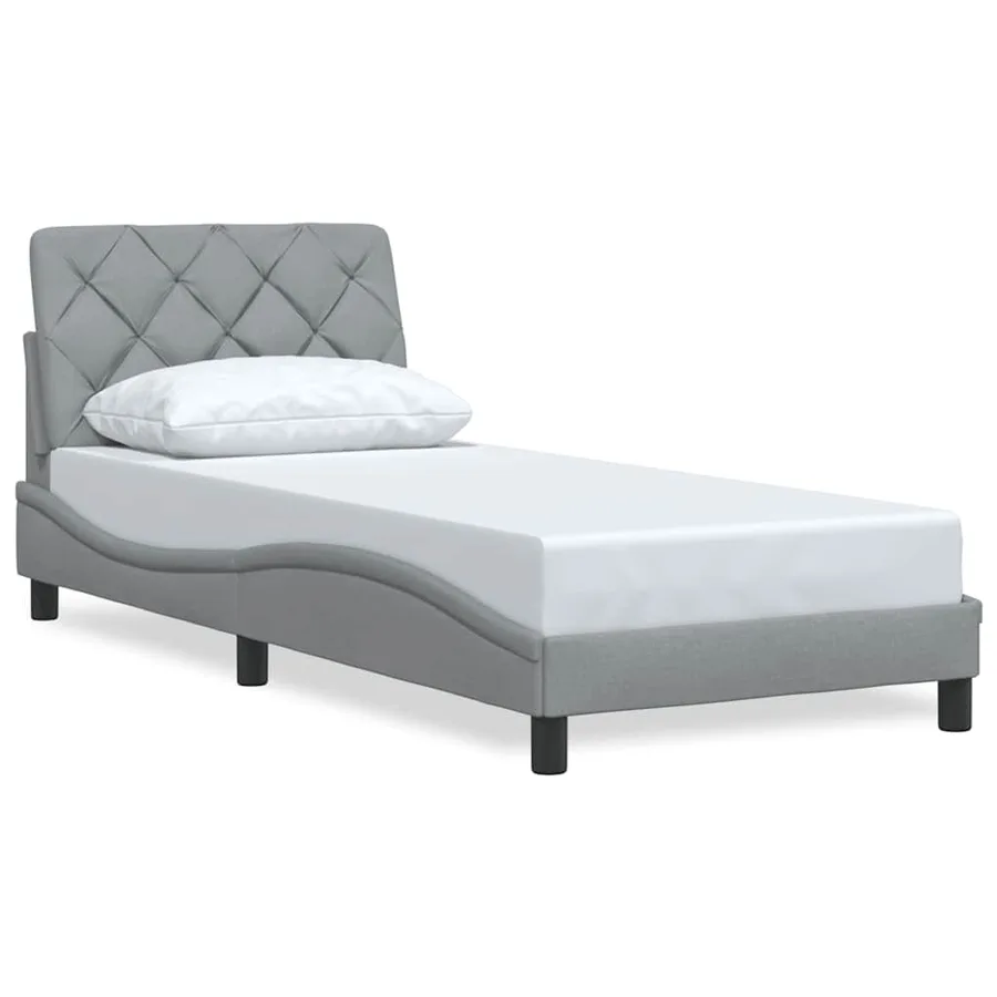 Cadre de lit sans matelas gris clair 90x190 cm tissu - 2
