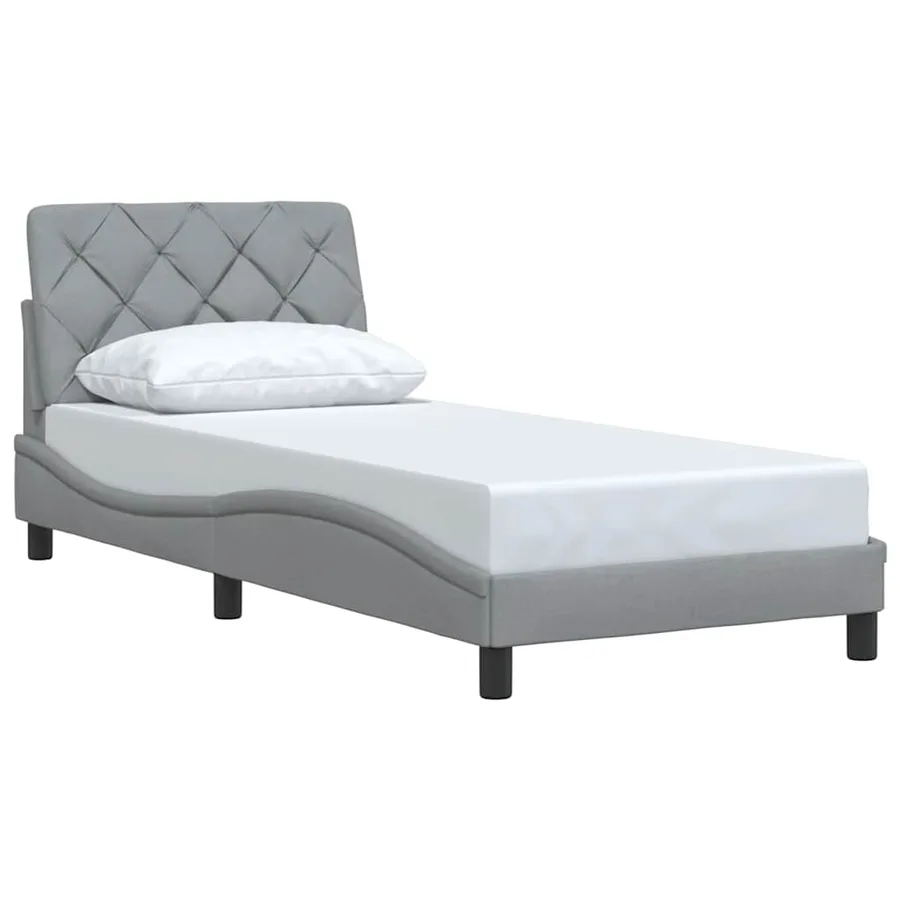 Cadre de lit sans matelas gris clair 90x190 cm tissu - 3