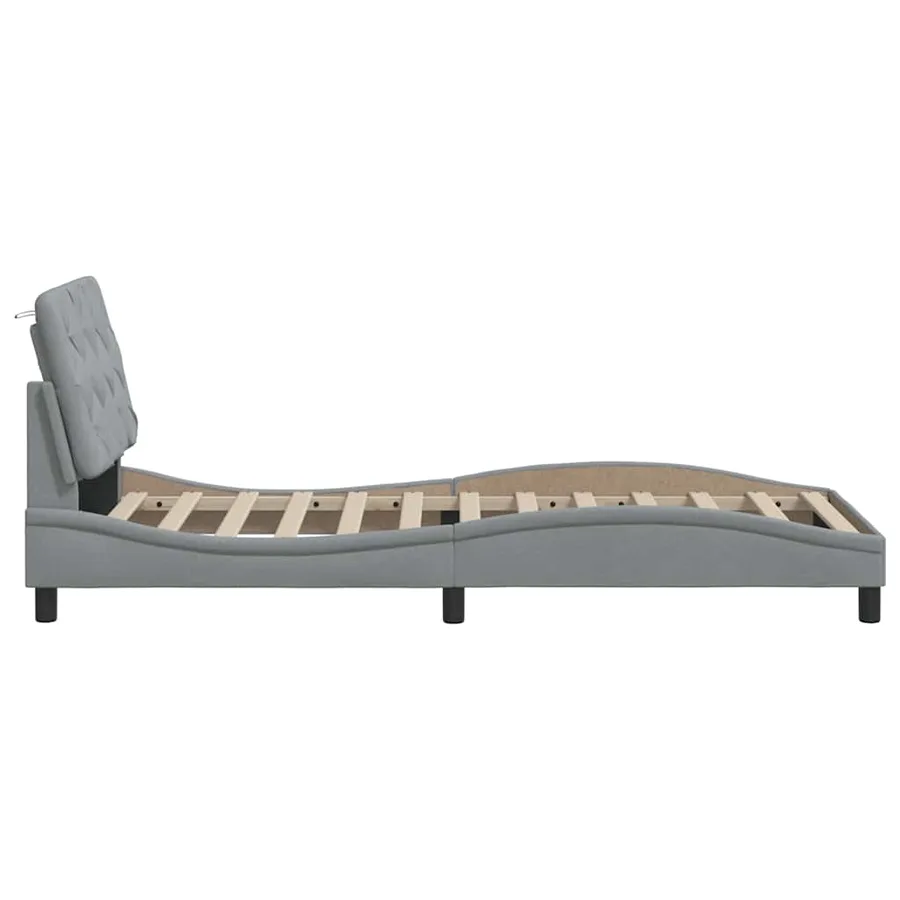 Cadre de lit sans matelas gris clair 90x190 cm tissu - 8