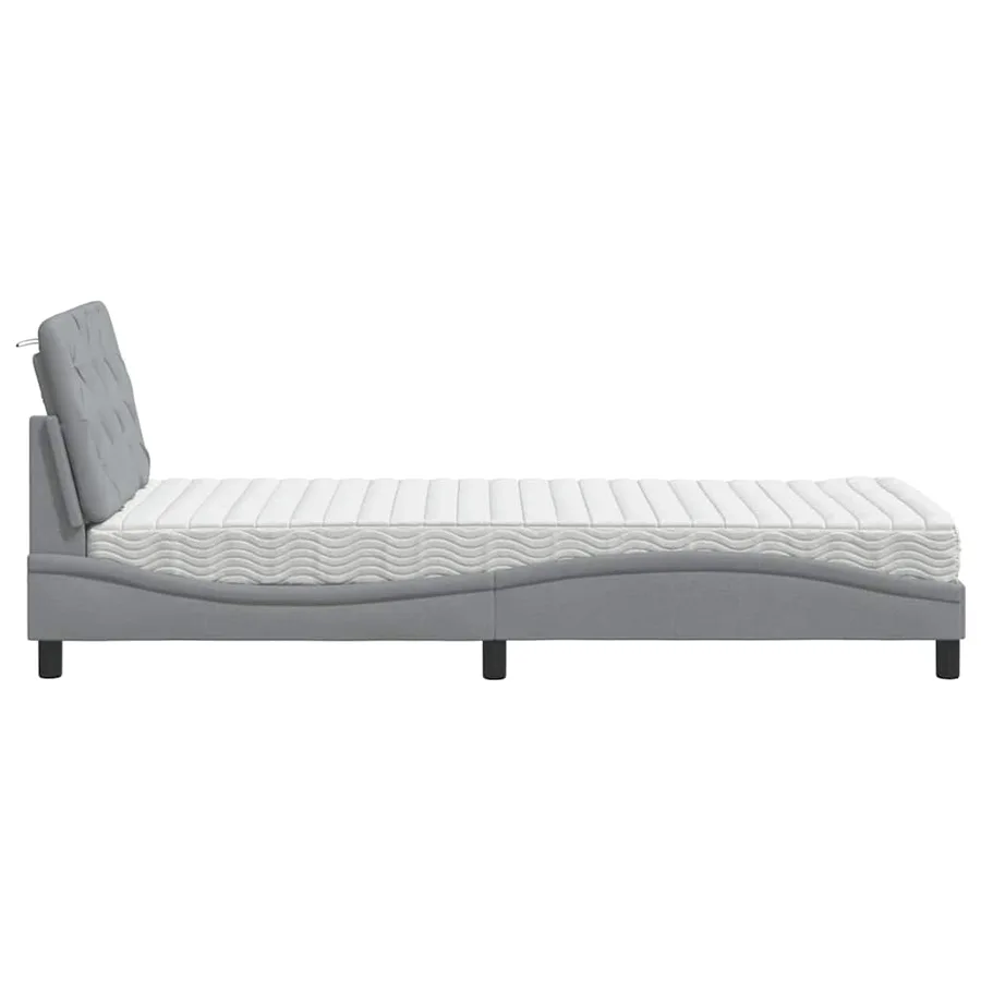 Lit avec matelas gris clair 90x190 cm tissu - 6