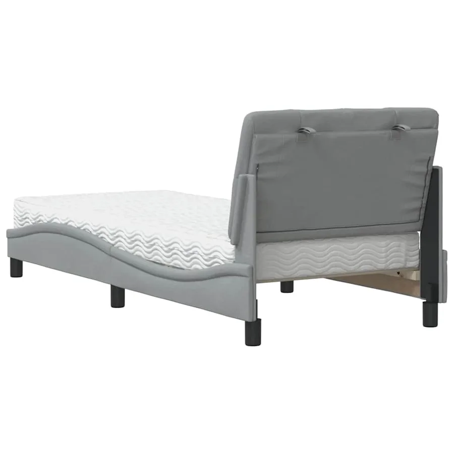 Lit avec matelas gris clair 90x190 cm tissu - 7