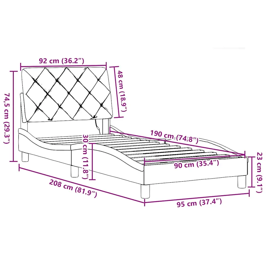 Cadre de lit avec LED sans matelas gris clair 90x190 cm tissu - 15