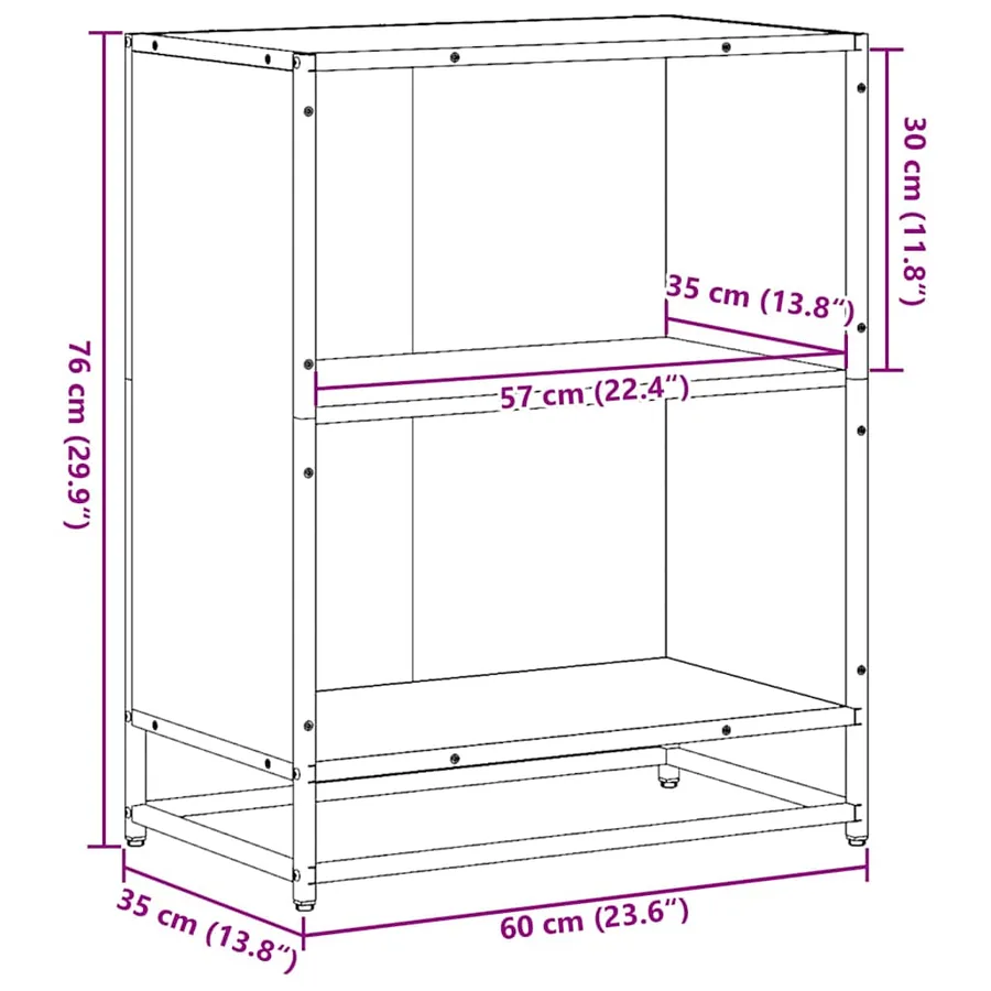 Bibliothèque sonoma gris 60x35x76 cm bois d'ingénierie - 9
