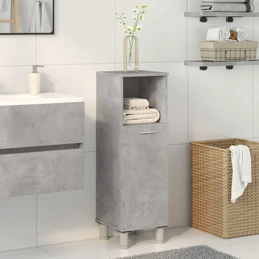 Armoire de salle de bain Gris béton 30x30x95 cm Aggloméré - 3