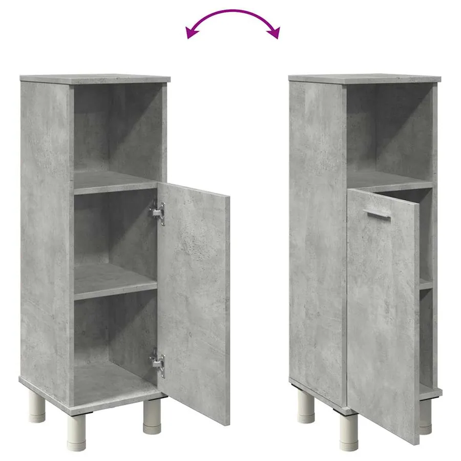 Armoire de salle de bain Gris béton 30x30x95 cm Aggloméré - 8