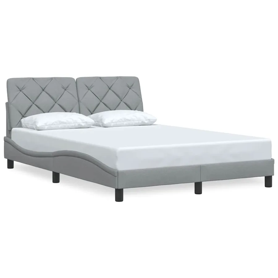 Cadre de lit sans matelas gris clair 140x200 cm tissu - 3