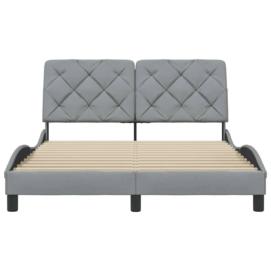 Cadre de lit sans matelas gris clair 140x200 cm tissu - 5
