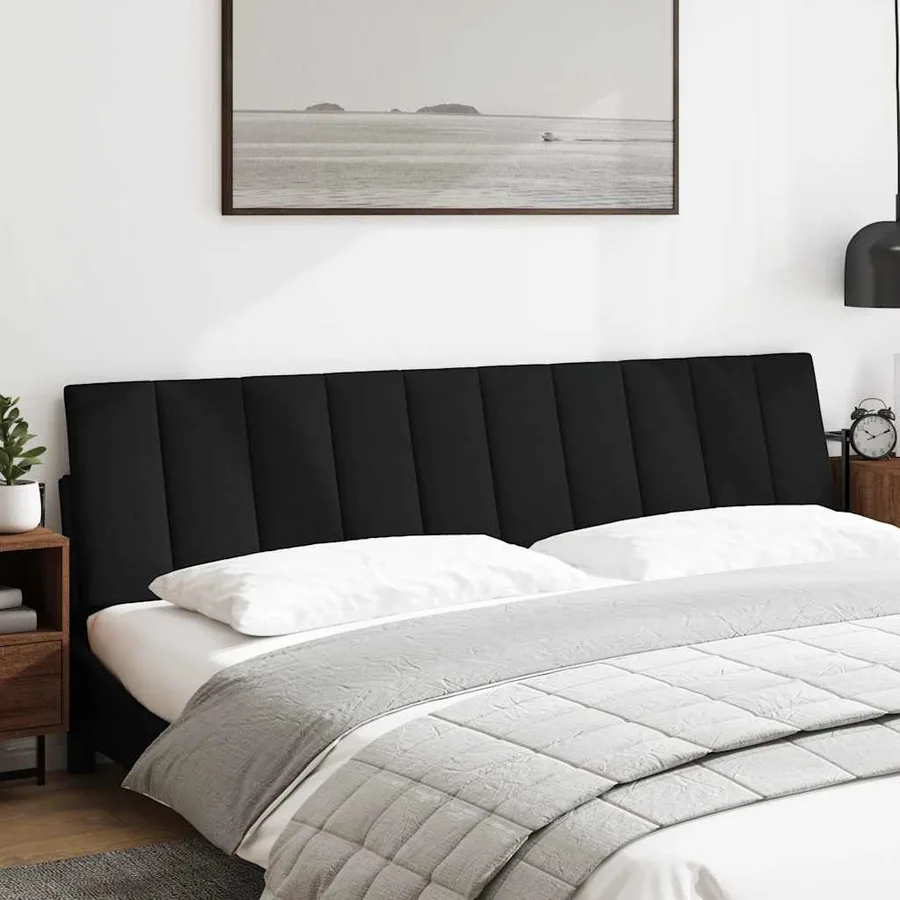 Coussin de tête de lit Hanko noir 200 cm tissu - 2