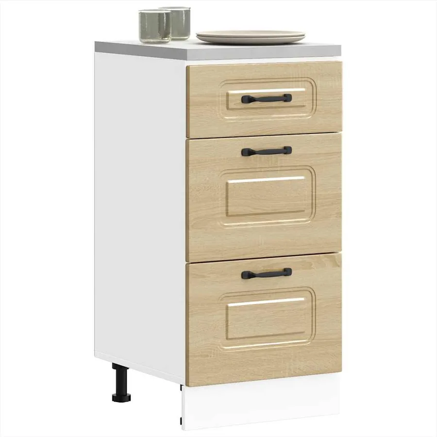 Meuble bas de cuisine « Kalmar » Bois d'ingénierie blanc brillant