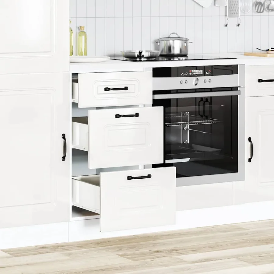 Meuble bas de cuisine « Kalmar » Bois d'ingénierie blanc brillant - 3