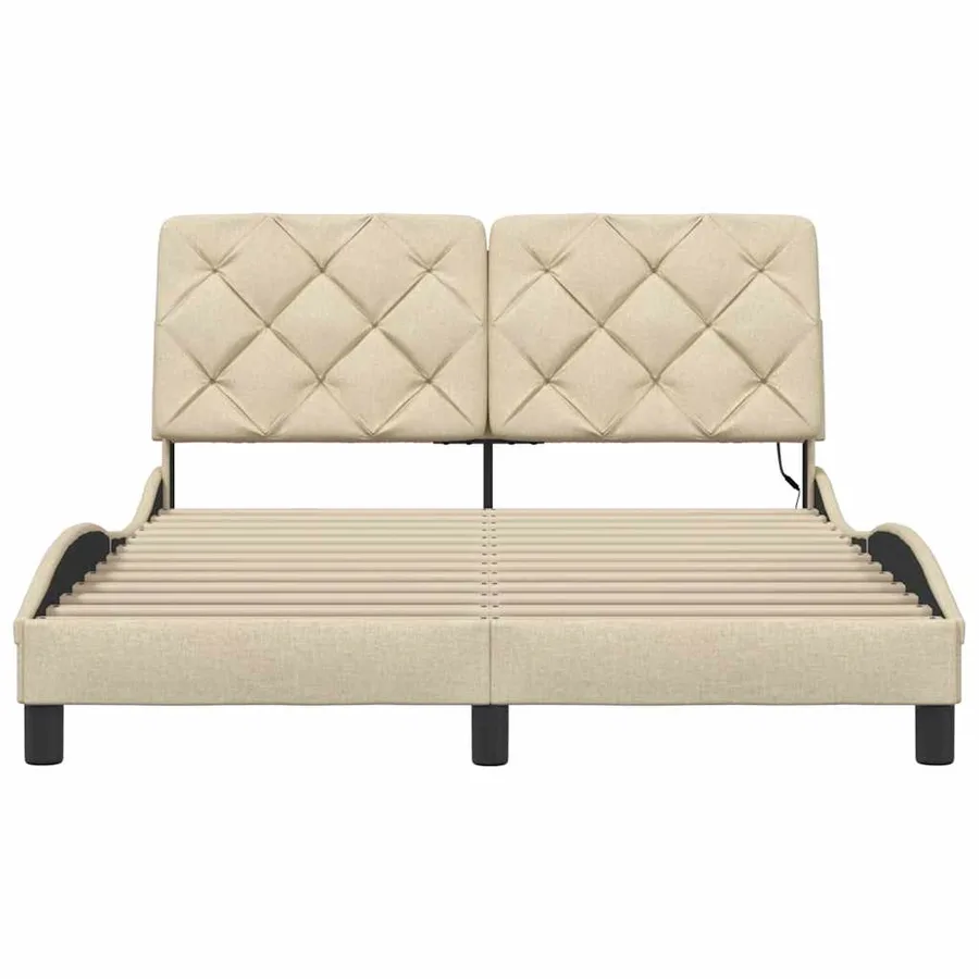 Cadre de lit avec LED sans matelas crème 140x200 cm tissu - 6
